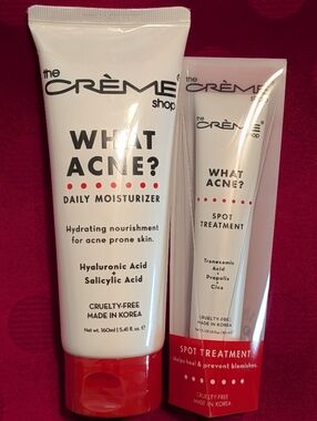 The Crème Shop WHAT ACNE? Daily Moisturizer + Spot Treatment Bundle New In Box